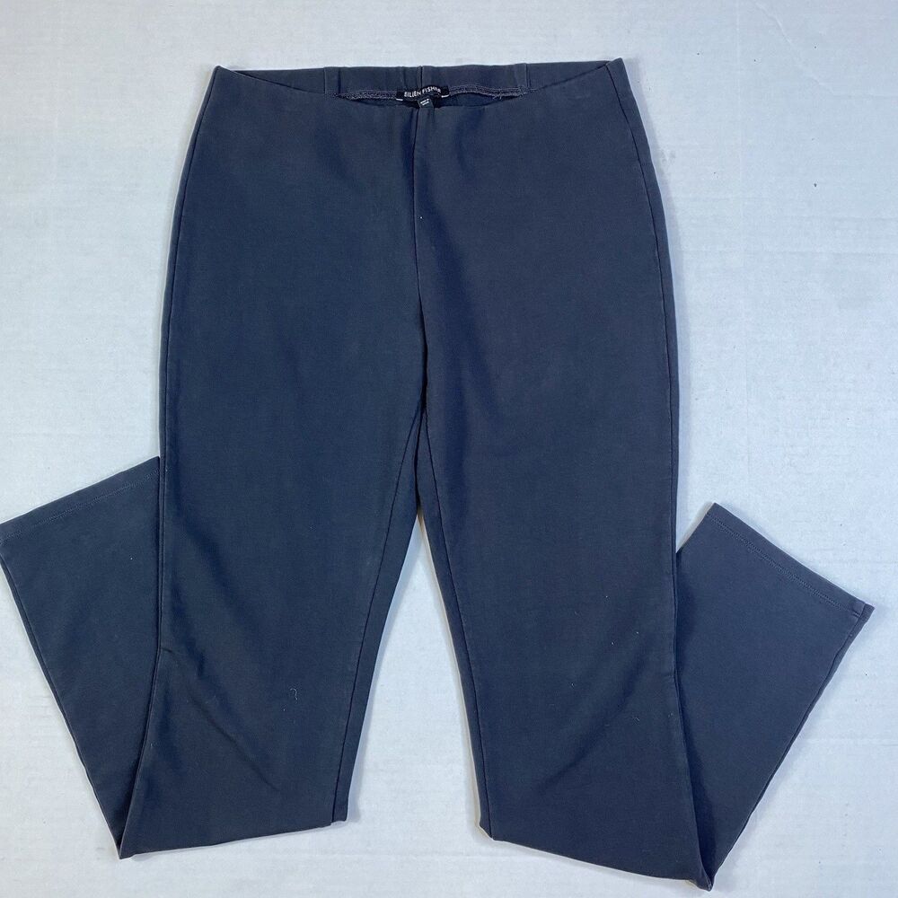 Eileen Fisher Womens S Gray Organic Cotton Stretch Pull On Slim Leg Pants